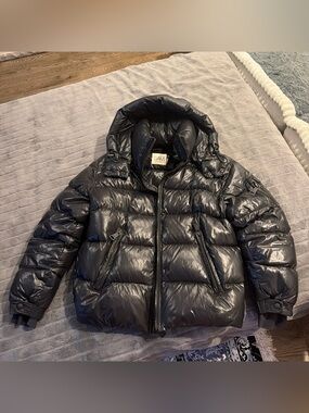 SAM. New York Black Puffer Jacket Hood Glacier Mint Men’s Large Down Zip Warm